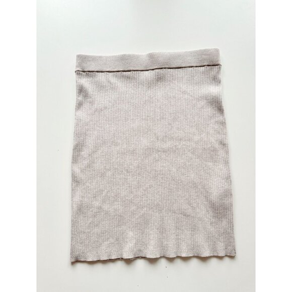 Aritzia WILFRED Reso Greige Ribbed Knit High Waisted Bodycon Mini Skirt, Size S - Picture 2 of 12